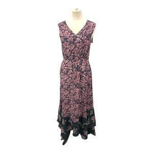 LAIA Amanda Long Dress Blue Floral Sleeveless V Neck Size Small NWT